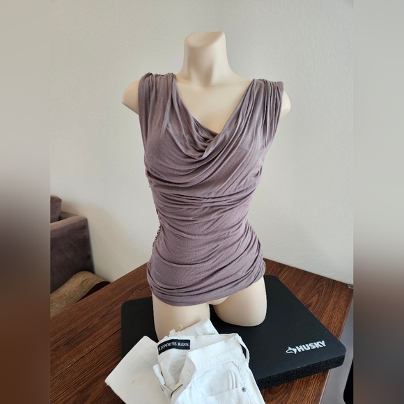 H&M Tops - H&M Cowl Neck T shirt- Dark Taupe